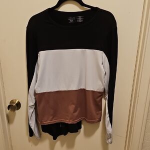 Athleisure Set Long Sleeve Top And Leggings - Black, White, and Mauve